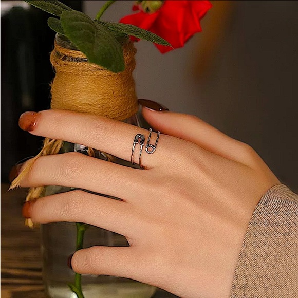 Sterling Silver Safety Pin Rings - Picture 3 of 4